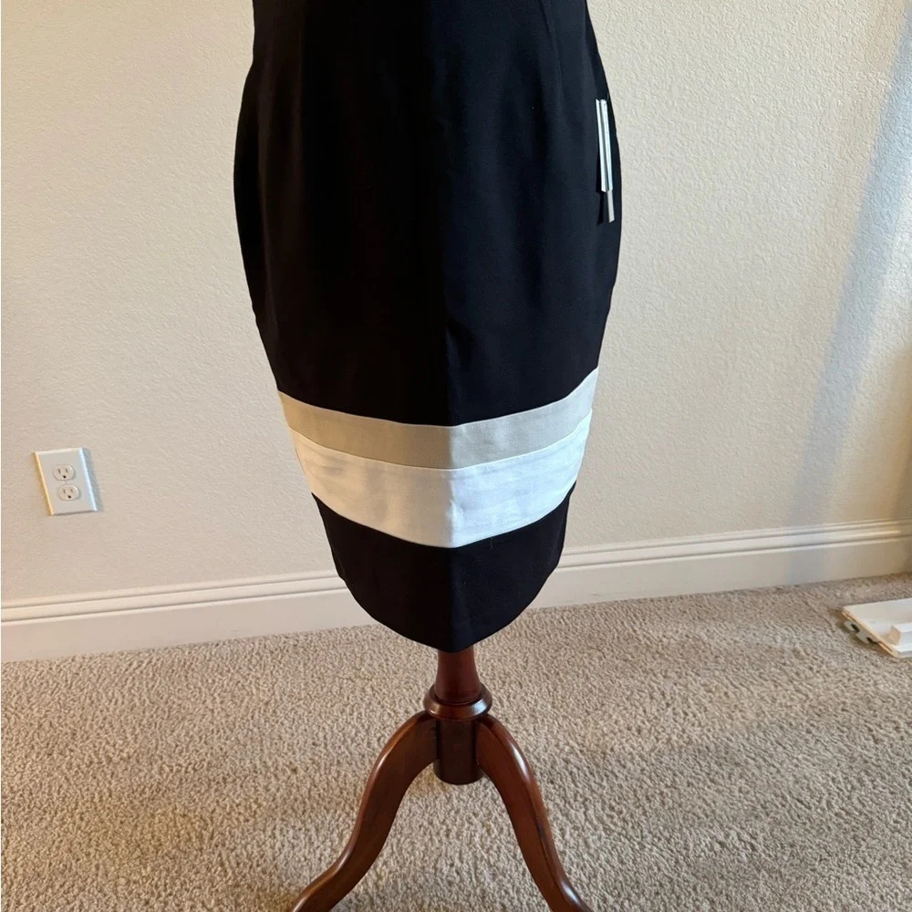 NWT Amanda & Chelsea Colorblock Pencil Skirt Womens Size Black/ cream/ tan - Picture 2 of 8